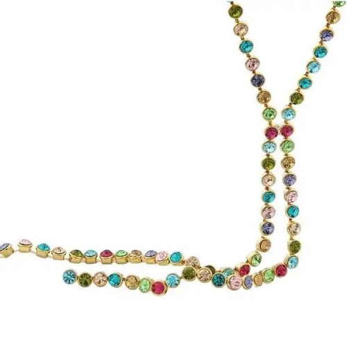Dlhý kamienkový náhrdelník, Multicolor, zdobený kryštálmi Swarovski