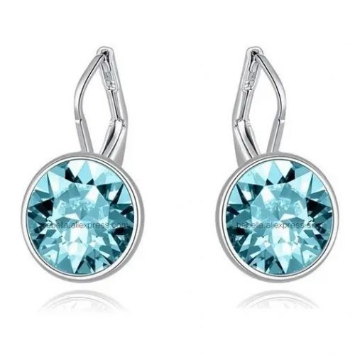  Mini napichovacie náušnice Aquamarine zdobené kryštálmi Swarovski