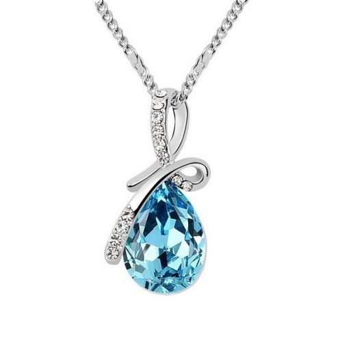  Náhrdelník s príveskom, Aquamarine, zdobený kryštálmi Swarovski