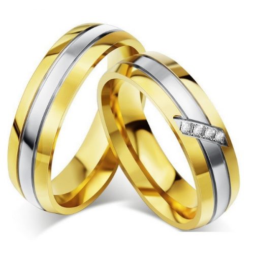  Pánsky snubný prsteň, nerez, zlatý, veľkosť 9