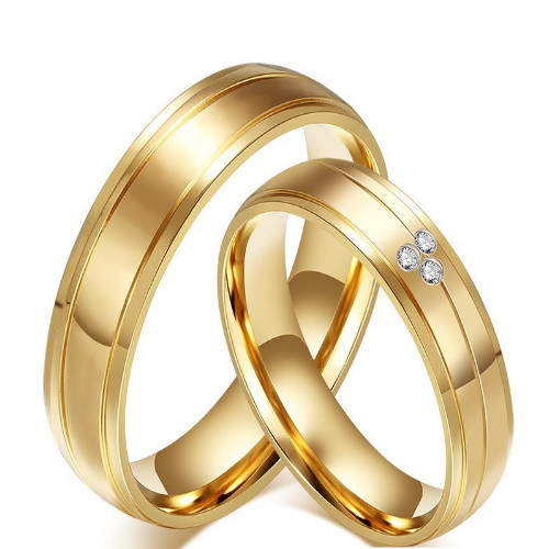  Pánsky snubný prsteň, nerez, zlatý, veľkosť 12