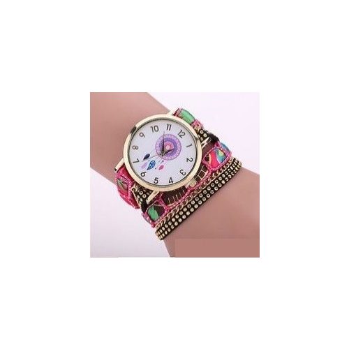  Dámske náramkové hodinky mexického štýlu, ružové