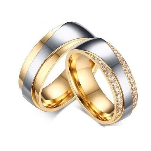  Dámsky snubný prsteň, nerez, zlatý, veľkosť 8