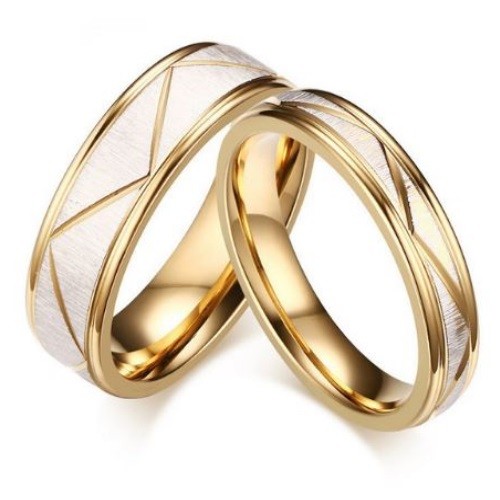  Pánsky snubný prsteň, nerez, zlatá farba, veľkosť 12