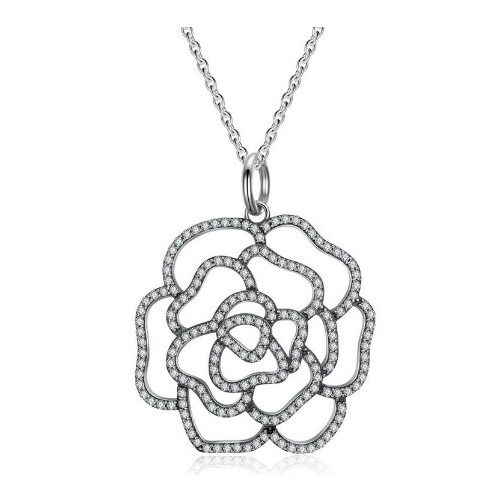 Strieborný náhrdelník ruže