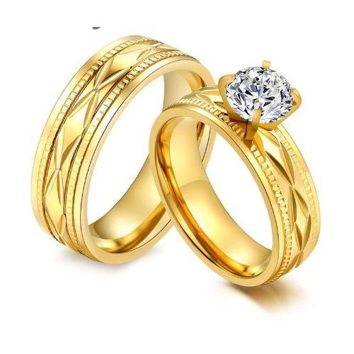 Dámsky snubný prsteň, nerez, zlatá farba, veľkosť 8