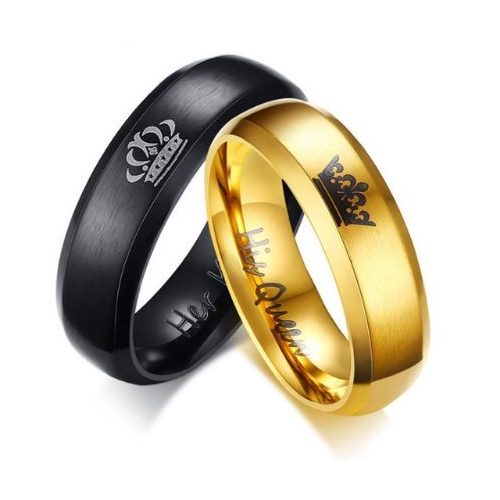  Dámsky snubný prsteň, korunovaný, nerez, zlatý, veľkosť 9