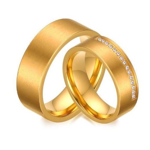  Pánsky snubný prsteň, široký, nerez, zlatá farba, veľkosť 9