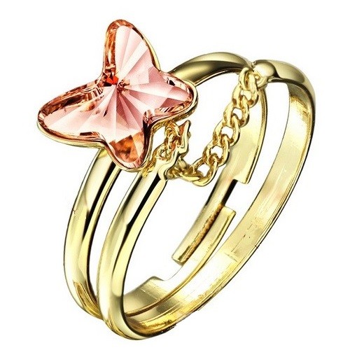  Dvojitý motýľový prsteň, ružová
