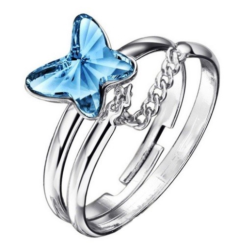  Dvojitý motýľový prsteň, modrý