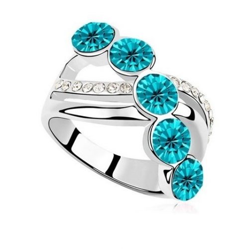  Elegantný kamienkový prsteň, modrý zirkón, 7,25