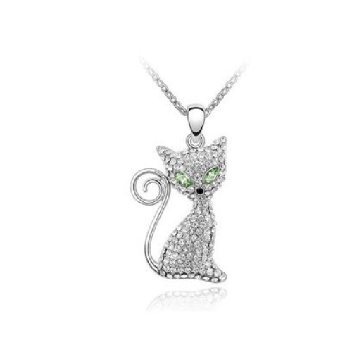 Náhrdelník s kamienkovým príveskom mačky Swarovski, peridot