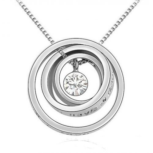 Sústredný okrúhly náhrdelník, Crystal, zdobený kryštálmi Swarovski